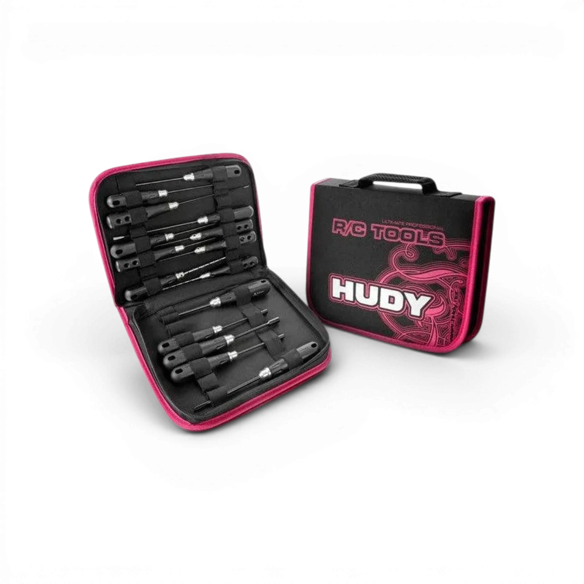 Ensemble d'outils PROFITOOL Hudy avec trousse de rangement, accessoires pour la maintenance et la réparation de voitures radiocommandées.