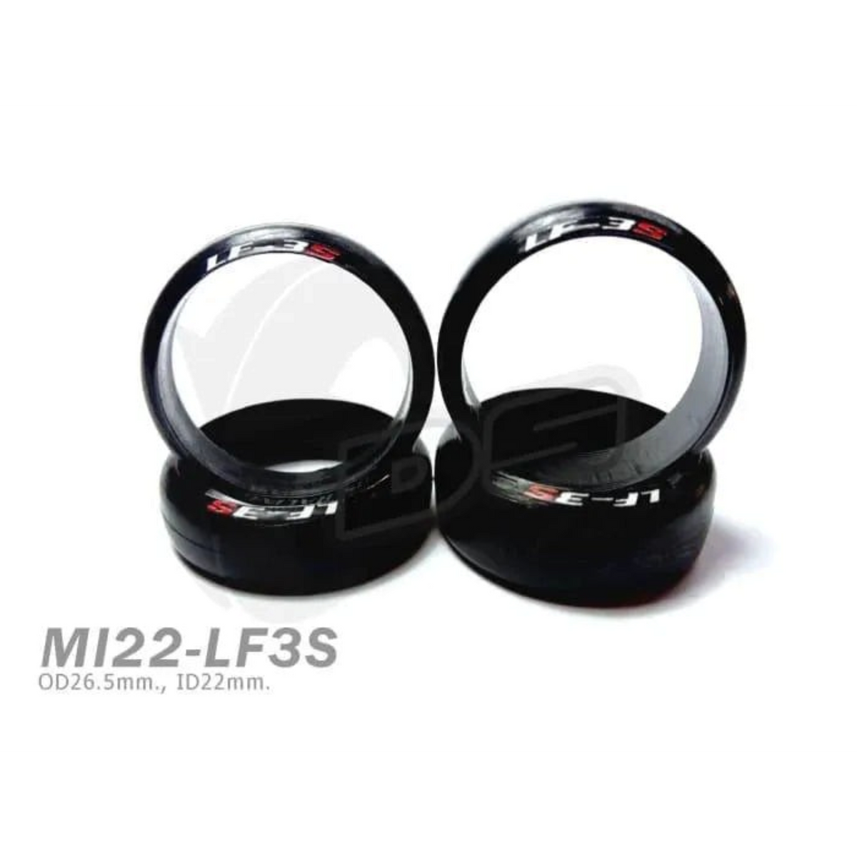 Set de 4 pneus DS Racing 22 mm pour Mini-Z LF3S, largeur 11 mm, roues vues en détail