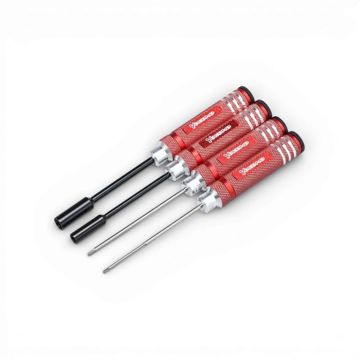 Ensemble de 4 tournevis rouges de la marque Team Yokomo, outils d'accessoires pour réparation et modélisme.