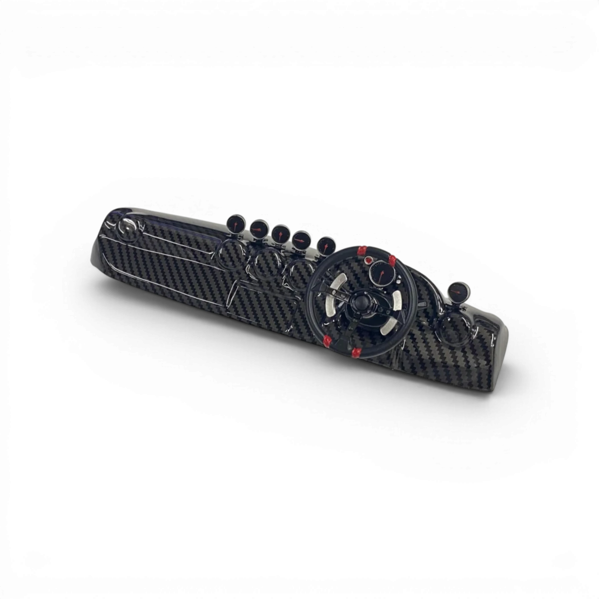 Volant de customisation Pandora RC pour voiture télécommandée 1/10, couleur noire avec détails en rouge.