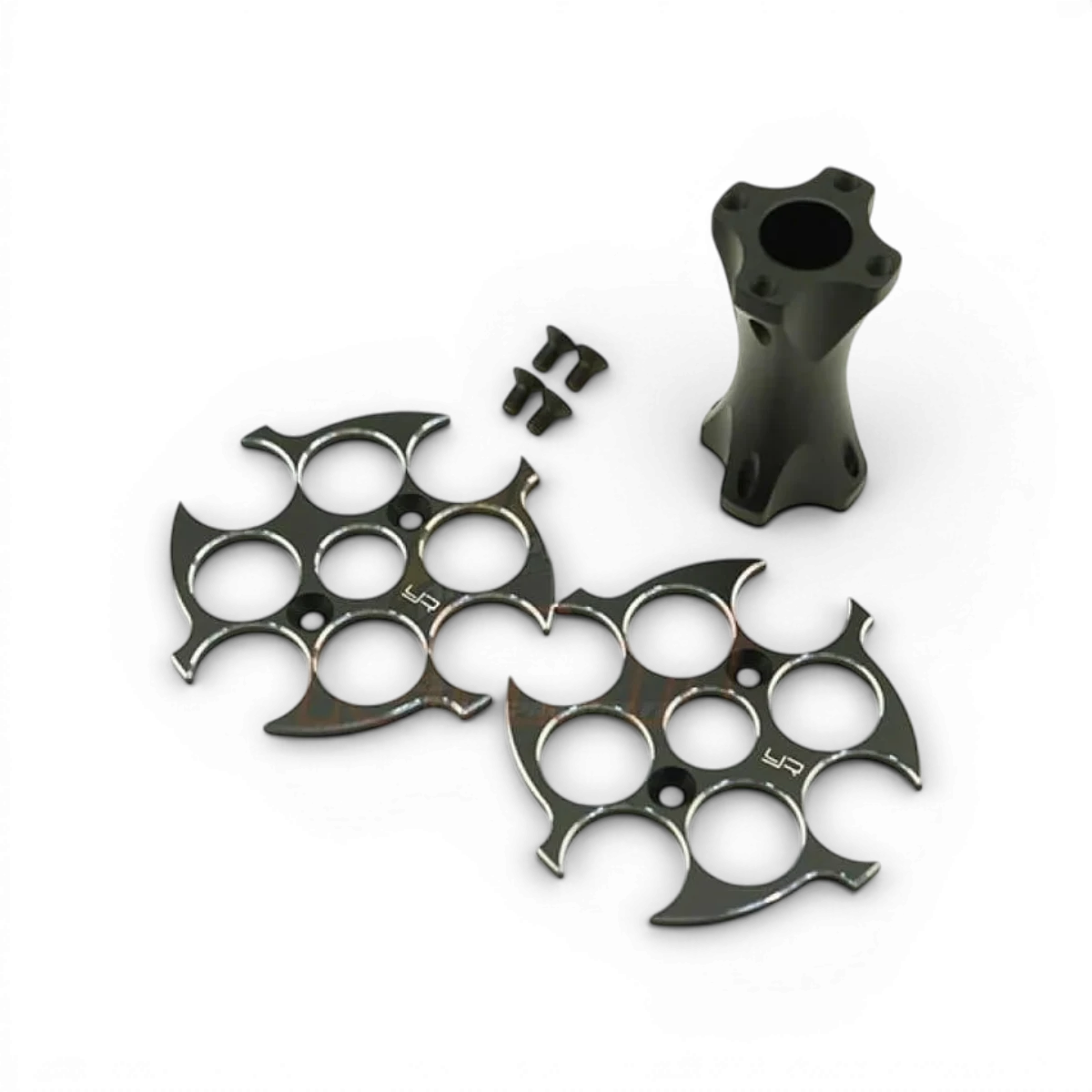 Support d'amortisseurs Yeah Racing pour voiture RC, noir, en plastique robuste, pour maintien et ajustement des amortisseurs.