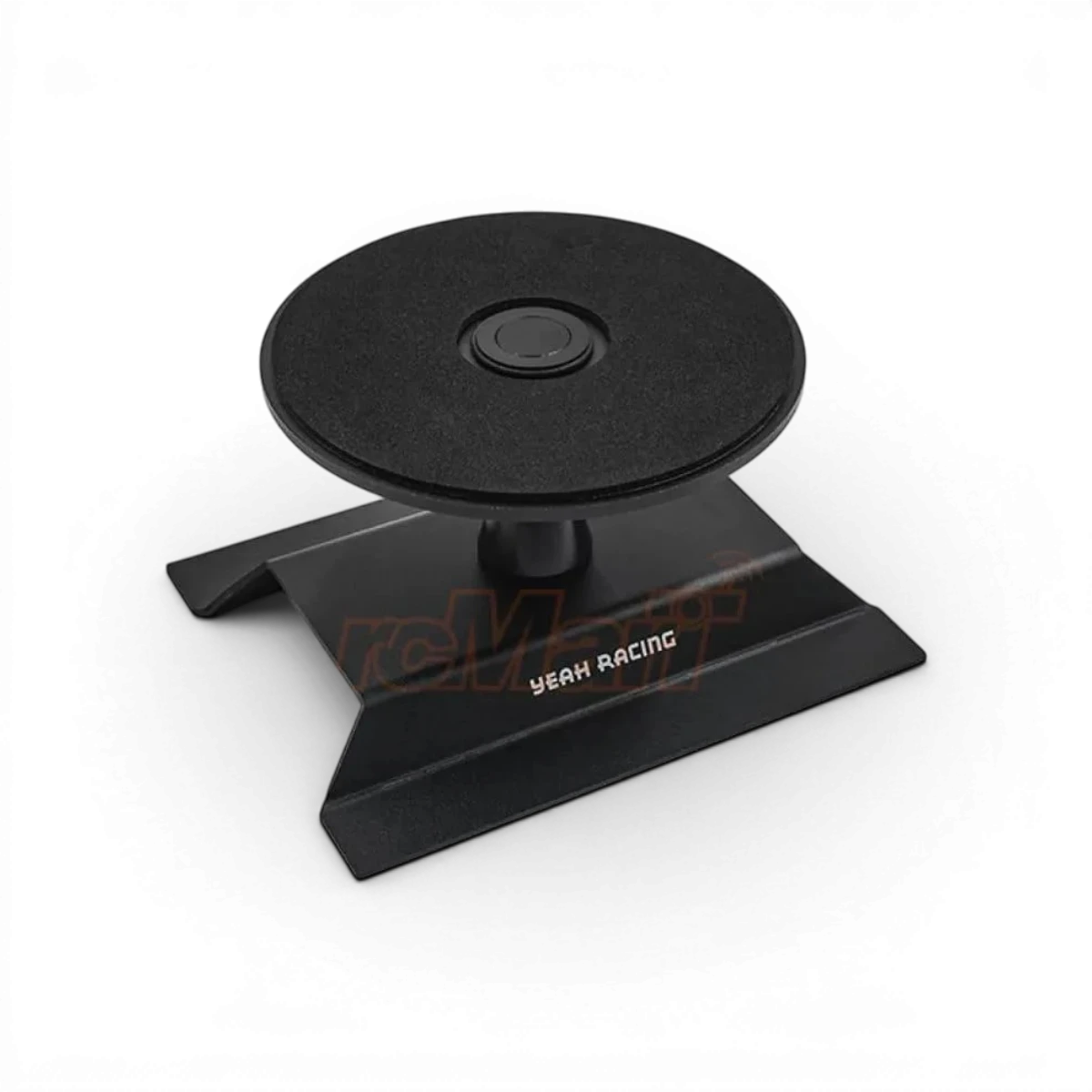 Support tournant Yeah Racing YT-0190 pour voitures RC, en plastique noir avec plateforme rotative pour réglages et maintenance.