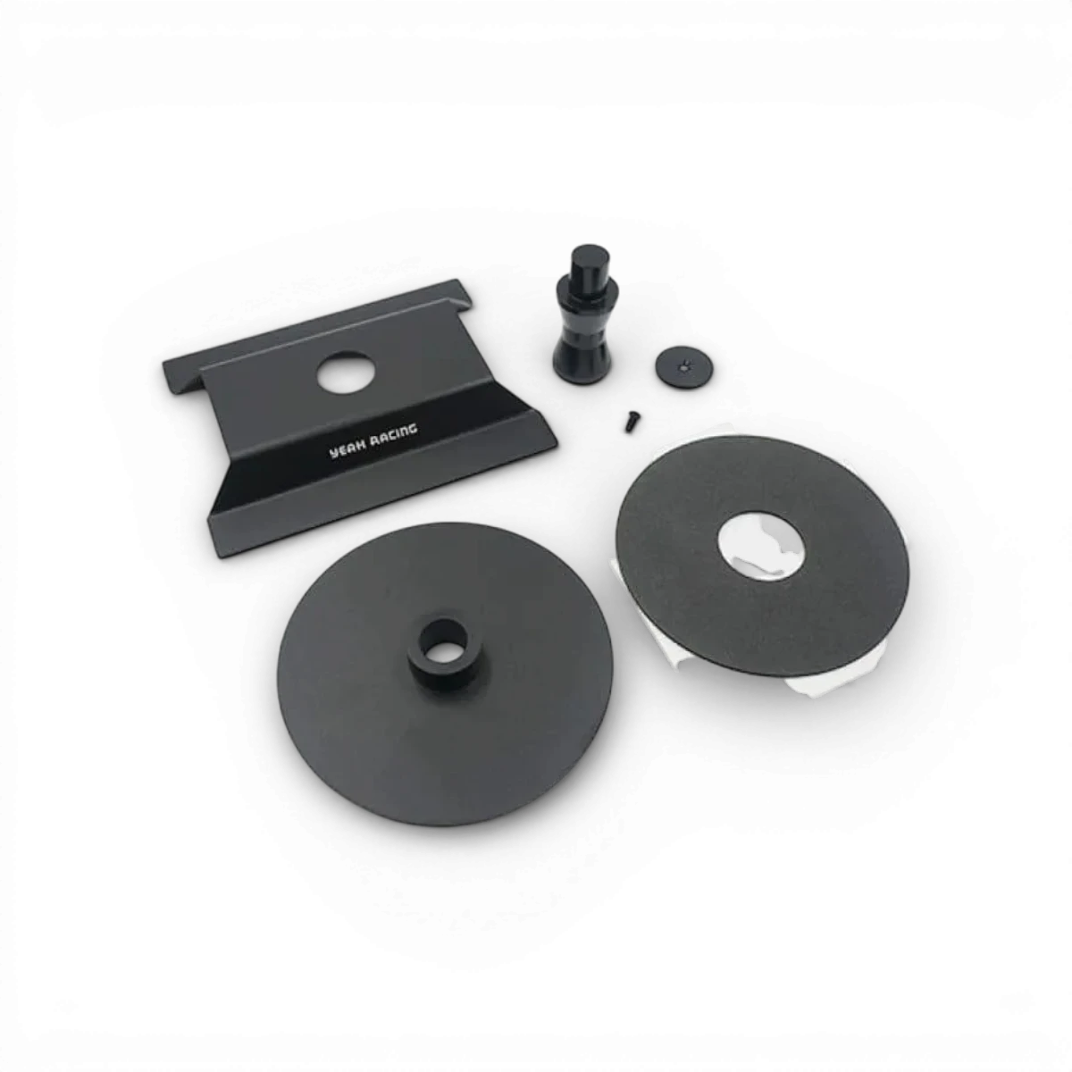 Support tournant Yeah Racing pour modèles de voitures radiocommandées, en plastique noir avec plateau rotatif.
