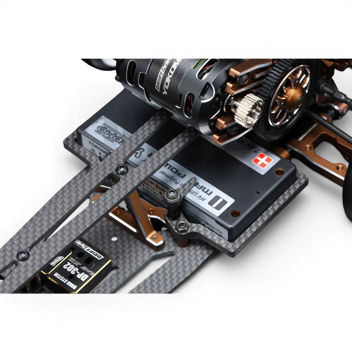 Kit de drift RC Super Drift SD3.0 de Team Yokomo, voiture de compétition pour drift, vue du produit avec composants visibles.
