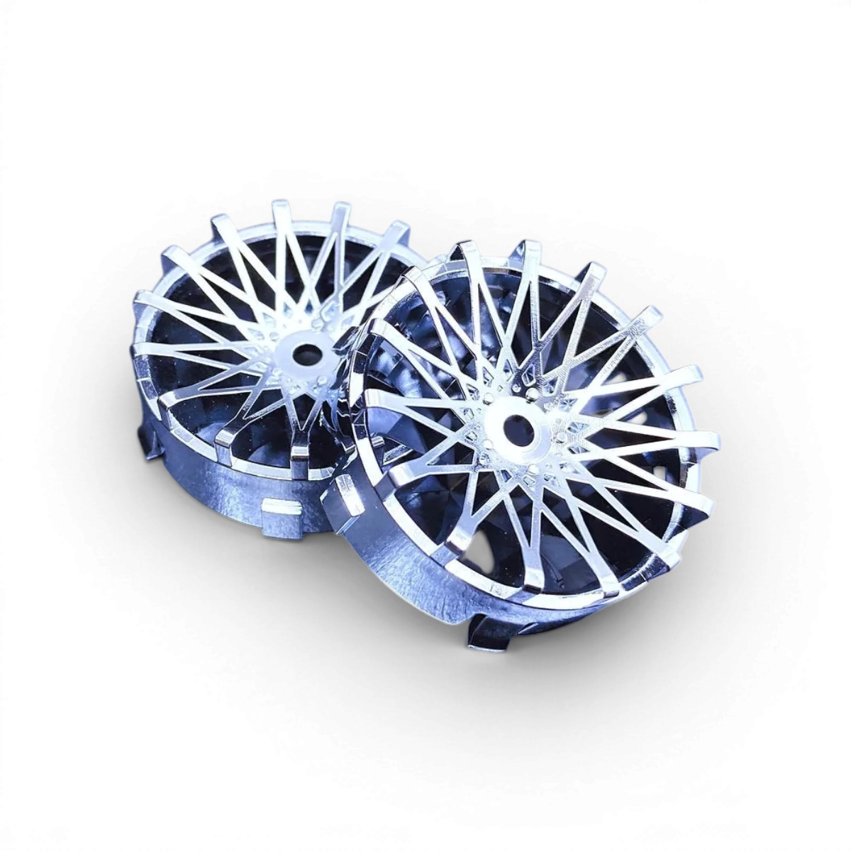 Centre de roue Super RIM Dahlia chrome de Tetsujin, finition chromée pour roues de voiture élégantes.