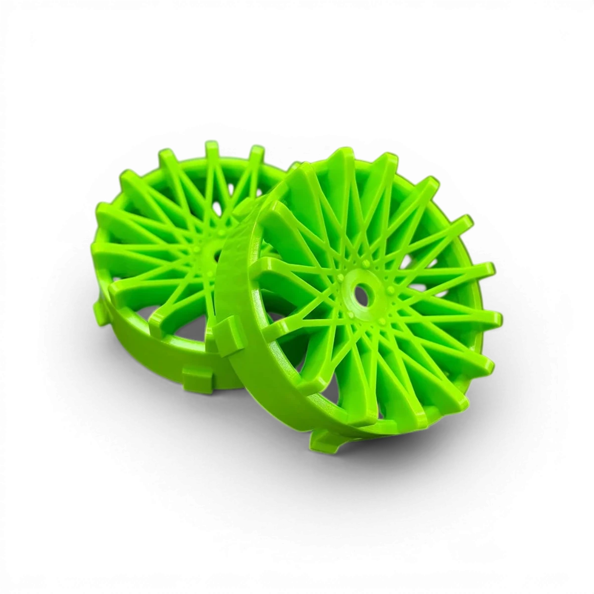 Centre de roue Super RIM Dahlia Vert de la marque Tetsujin, avec finition en vert vif et détails de fixation visible.