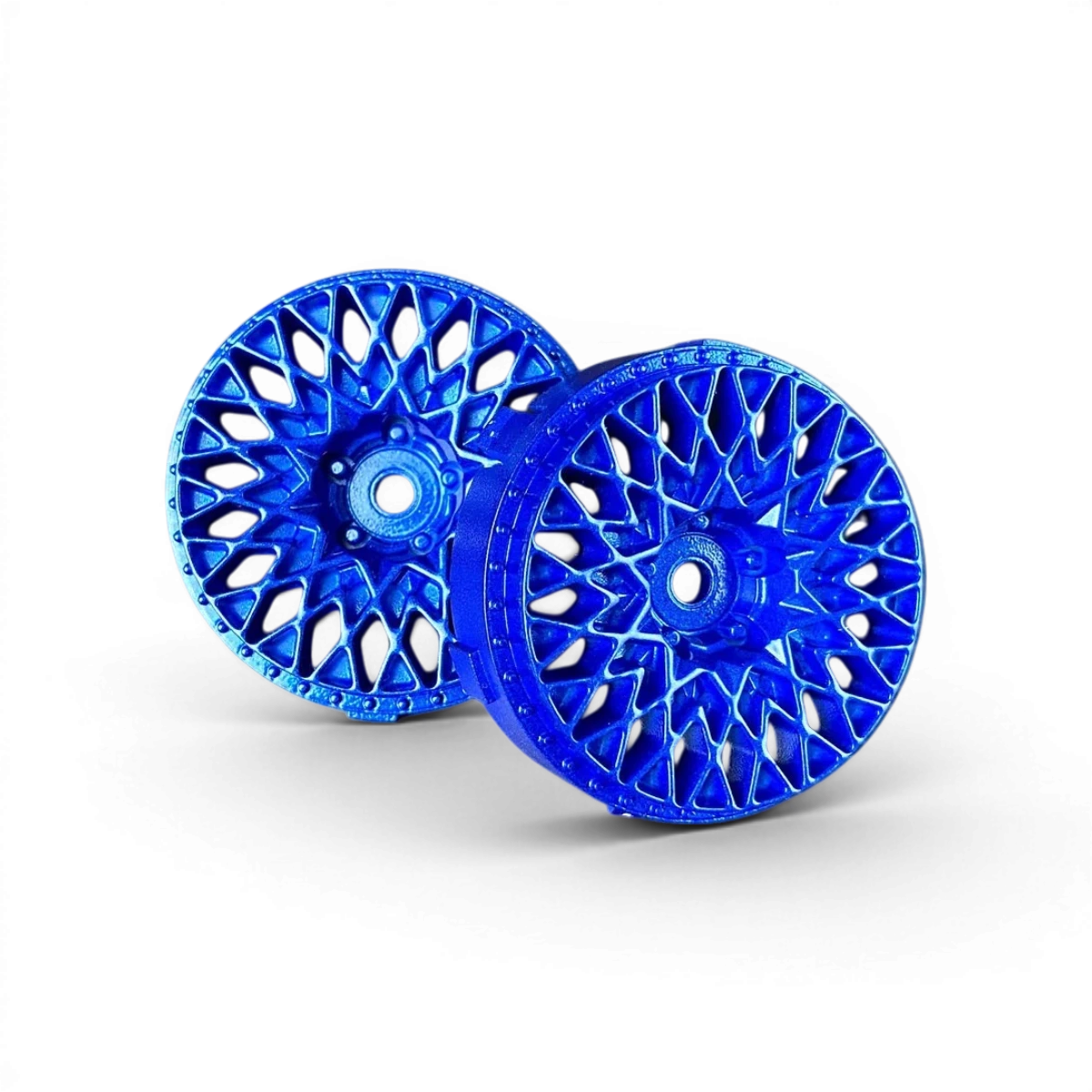 Centre de roue Super RIM GranSeeker bleu en métal de la marque Tetsujin, avec détails visibles du design robuste.