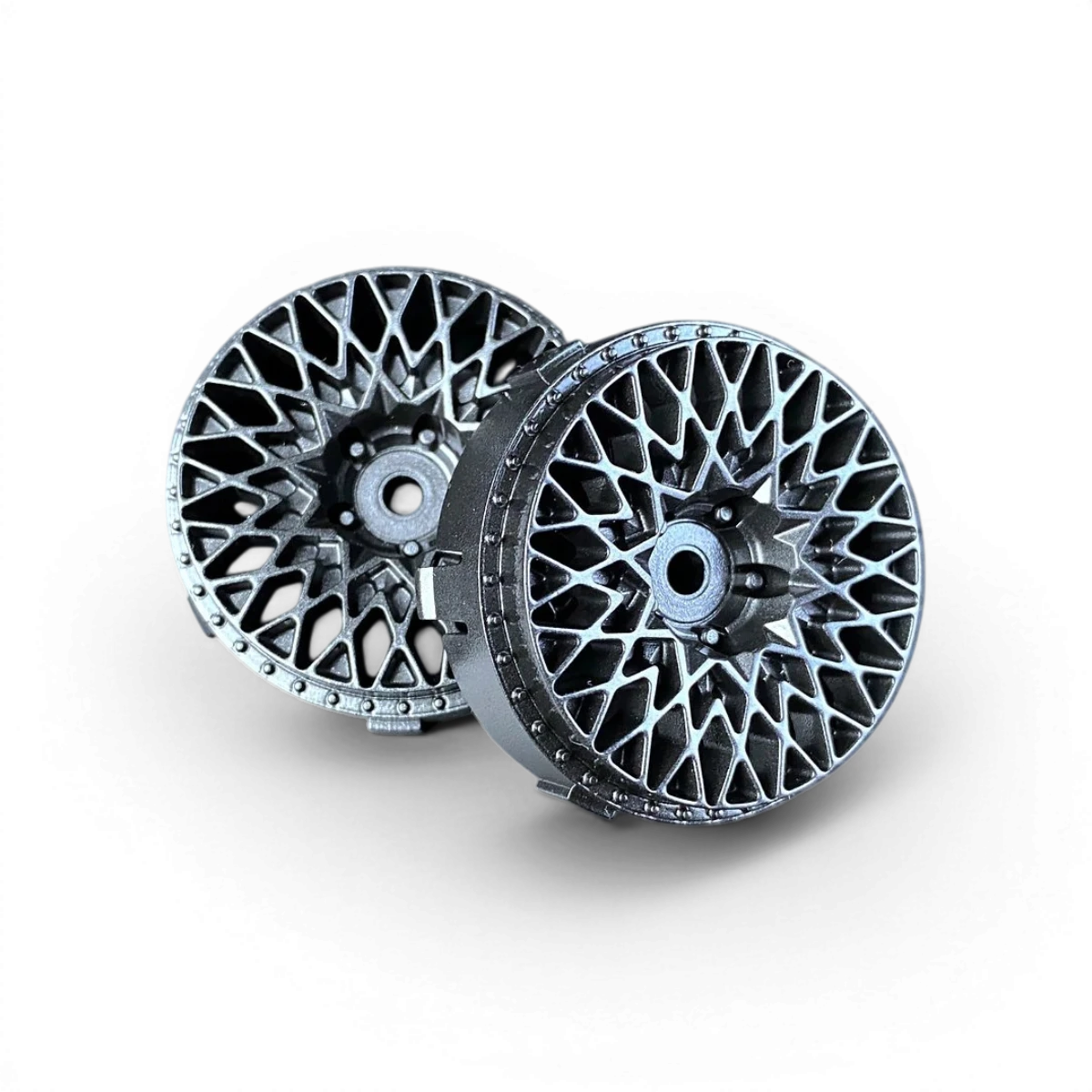 Centre de roue Super RIM GranSeeker noire de la marque Tetsujin, avec détails en métal brillant et finition noire élégante