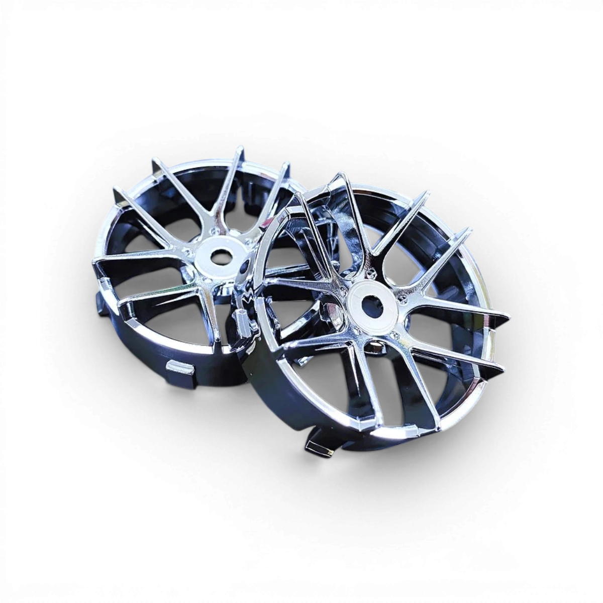 Centre de roue Super RIM Jasmine chromée de la marque Tetsujin, avec finition brillante, pour voitures sportives.