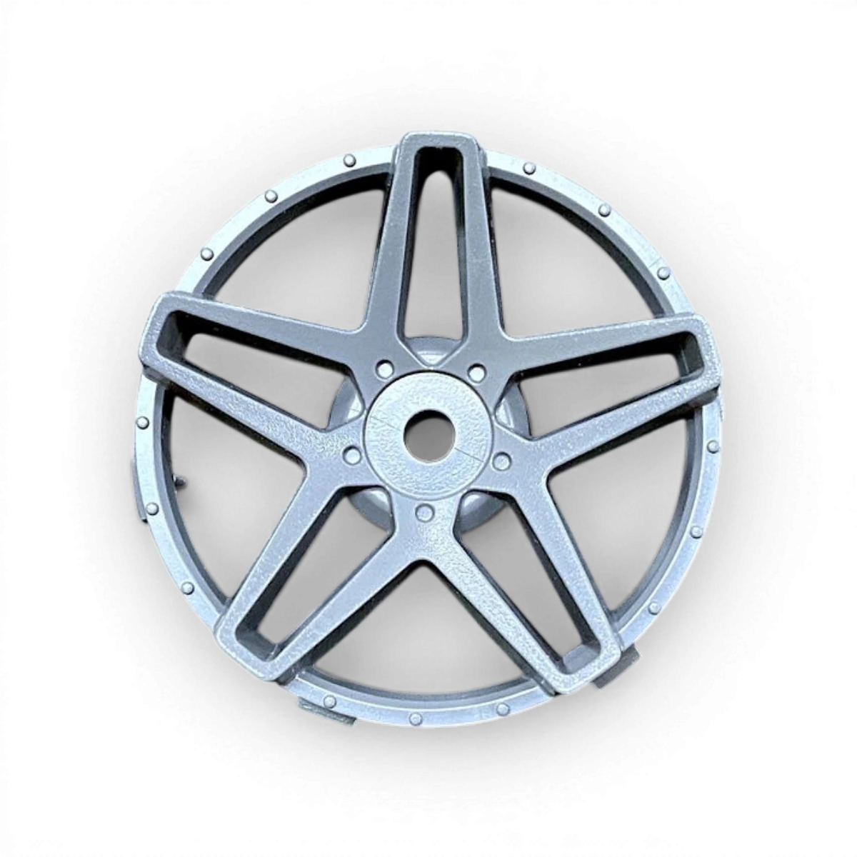 Centre de roue Tetsujin Super RIM Southern Cross gris, pièce pour roues de vélo, visible en détail sur fond neutre.