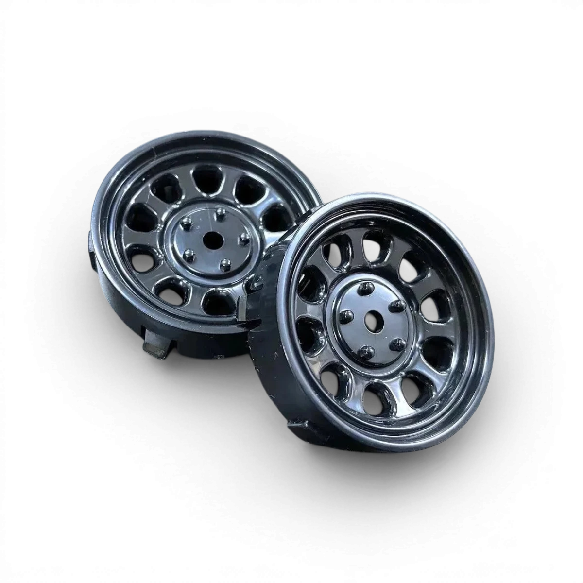 Centre de roue Tetsujin Super RIM Sunflower noir mat, finition élégante, avec détails de design pour véhicules.