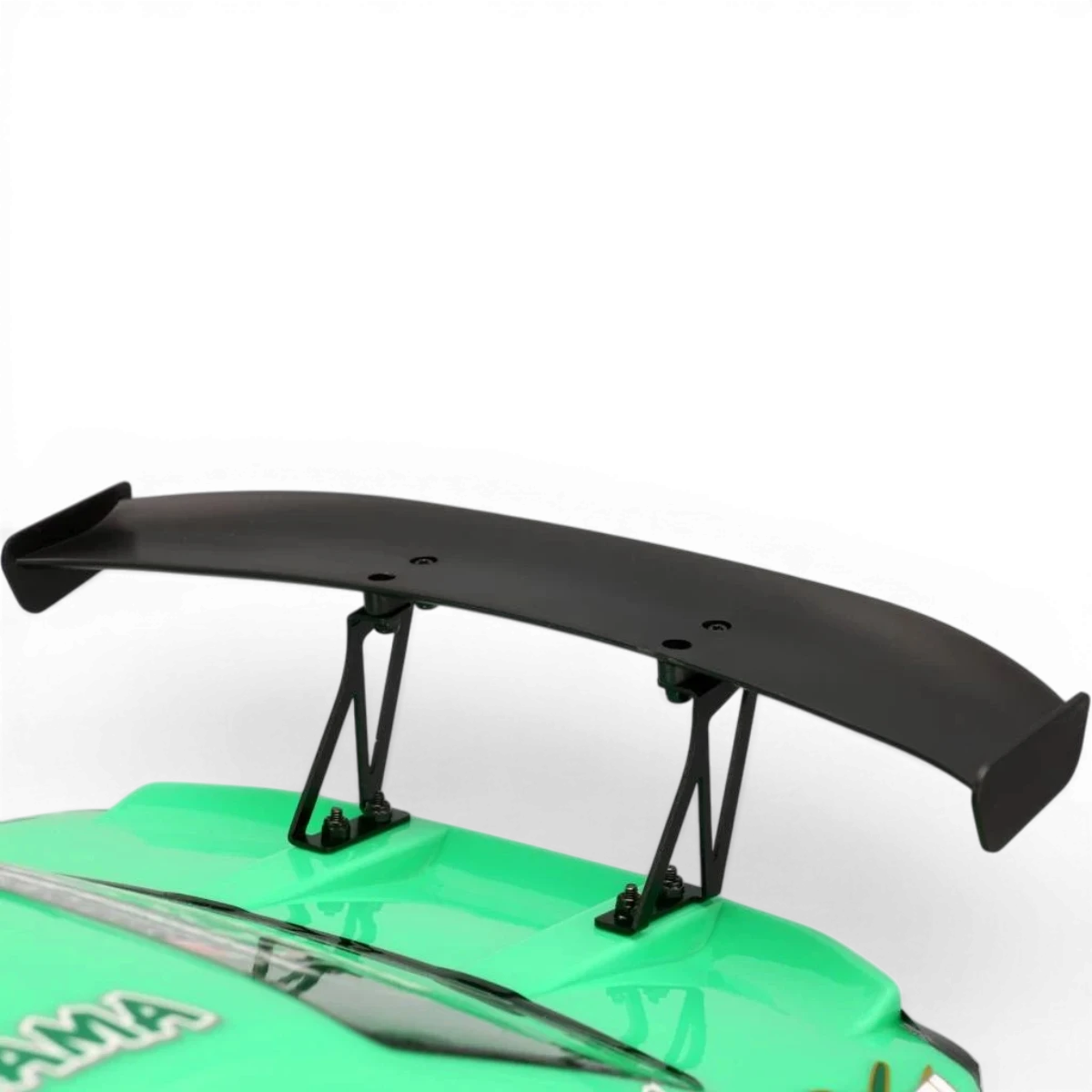 Support d'aileron en aluminium noir pour voiture RC, compatible avec les modèles Team Yokomo, avec fixation robuste.