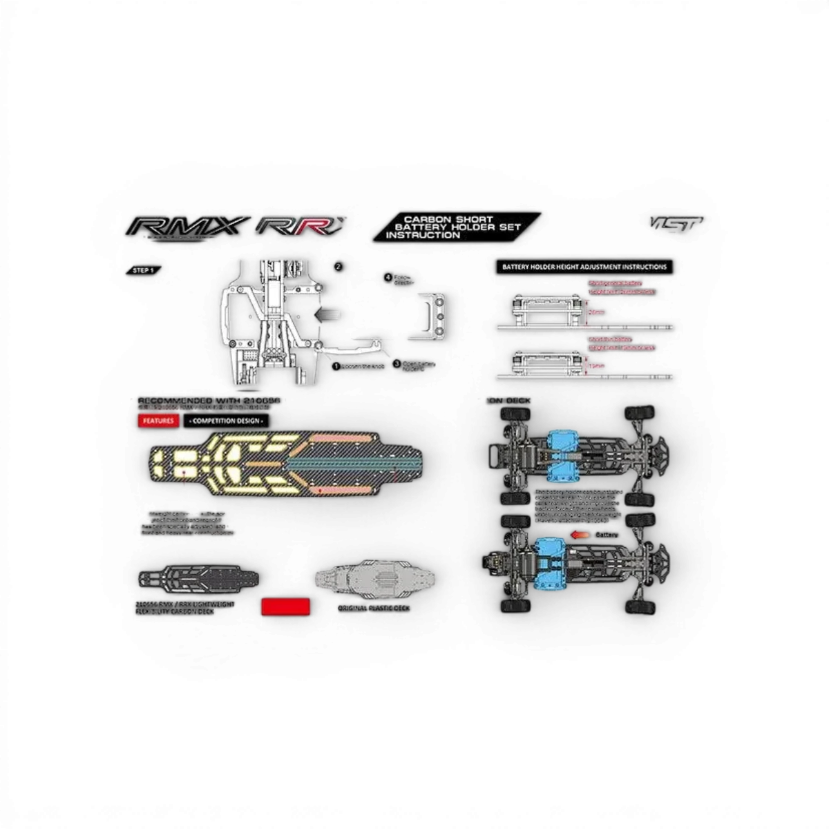 Support batterie carbone short RMX/RRX - MST - DriftParadiZ