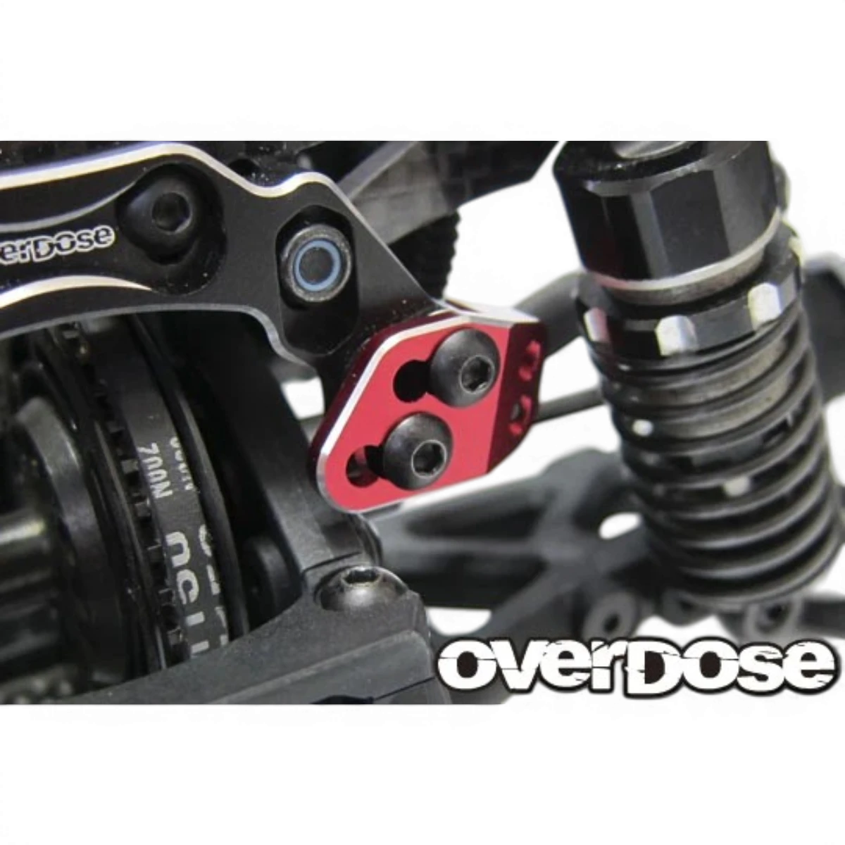 Support de bras supérieur arrière large offset Overdose, pièce détachée pour vélo, en métal noir avec fixation robuste.