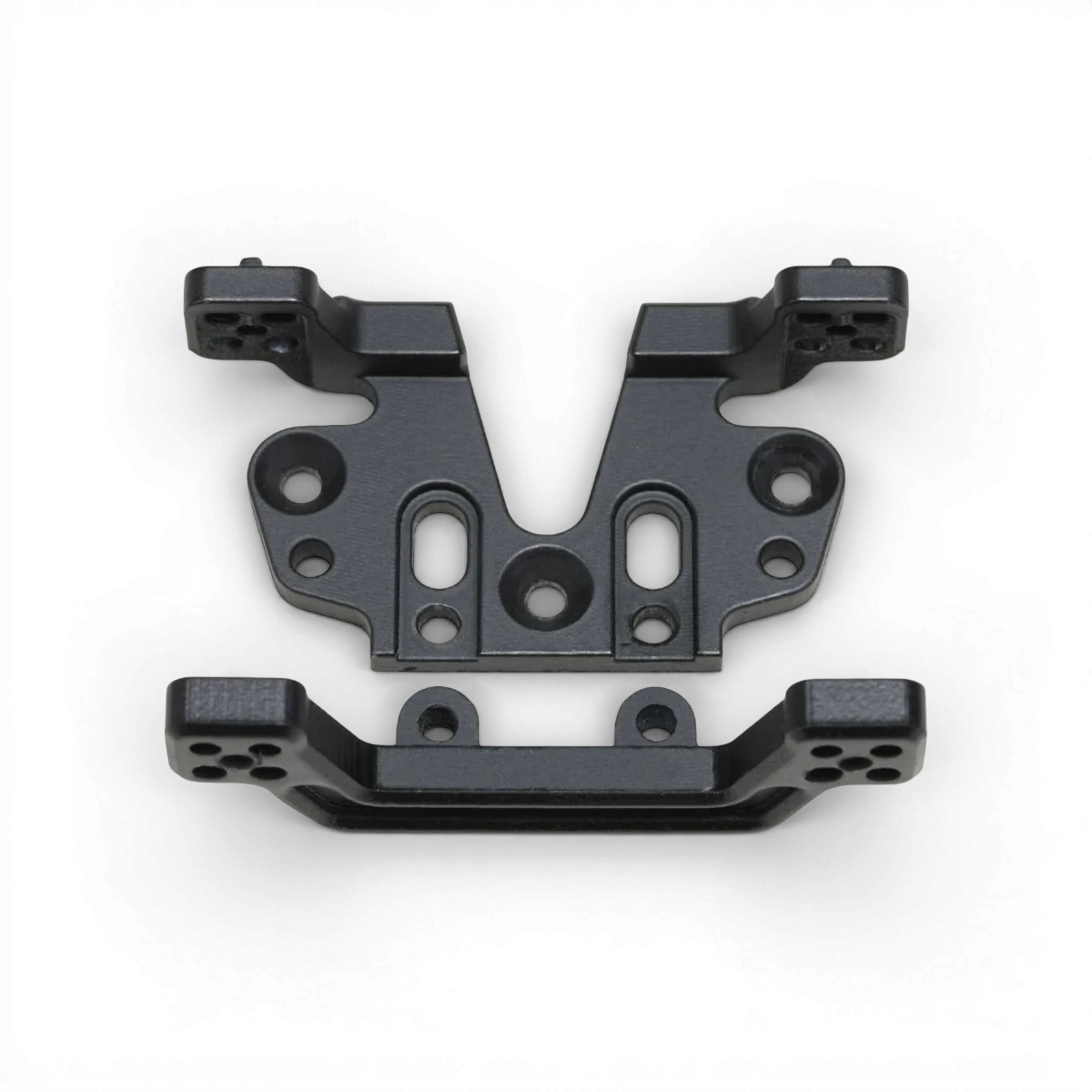 Support de bras supérieur en aluminium avant/arrière pour MD1.0 LTS, pièce détachée Team Yokomo, vue de face et arrière.