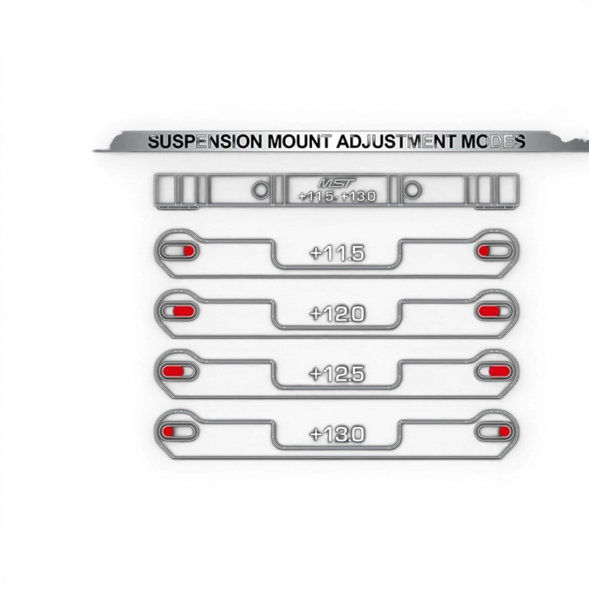 Support de suspension ajustable en aluminium Max Speed Technology, de +11,5 à +13 pour pièces détachées de voiture.