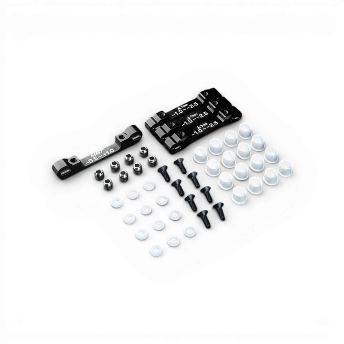 Support de suspension en aluminium pour RMX, pièce détachée de la marque Max Speed Technology, visible en blanc avec fixation.