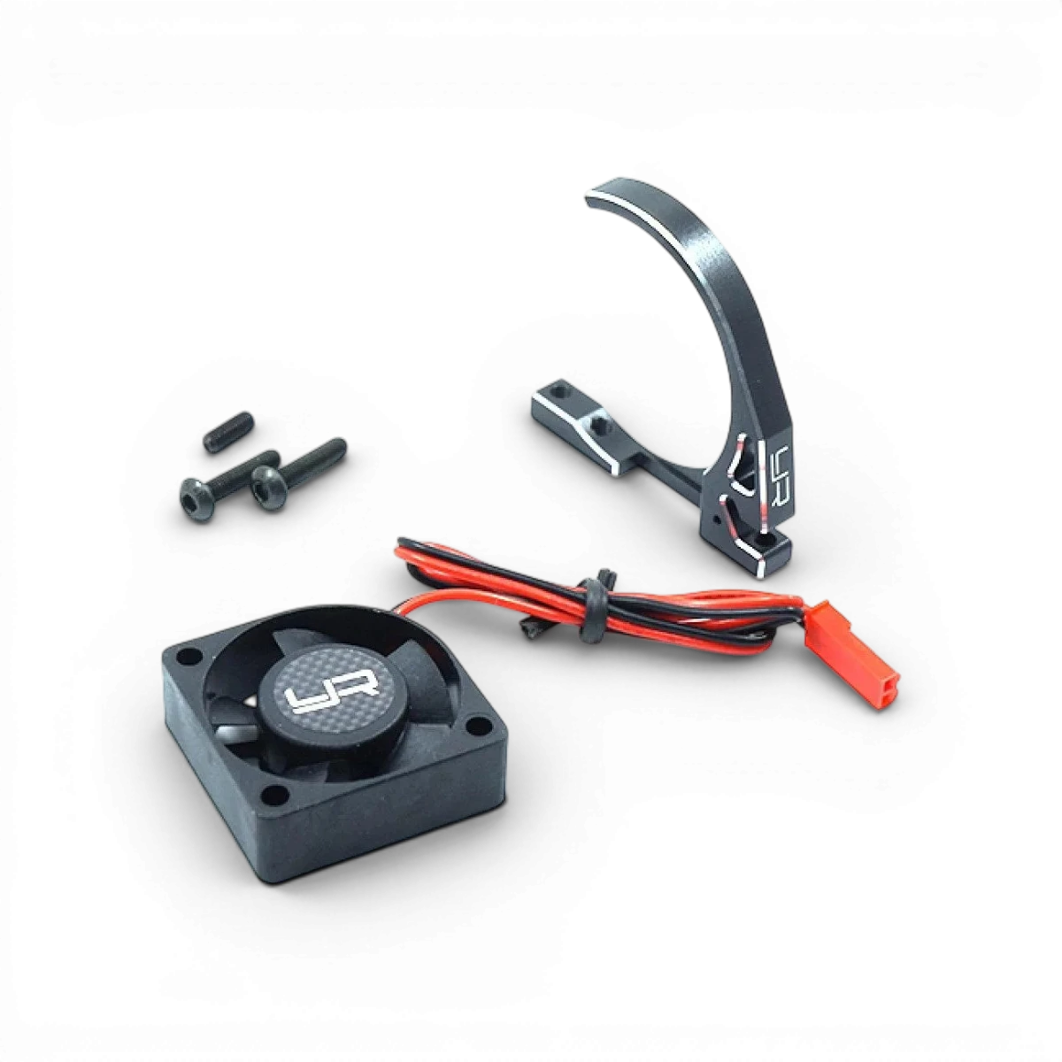 Support de ventilateur pour moteur 540 noir avec ventilateur Yeah Racing, idéal pour refroidir les moteurs électriques.