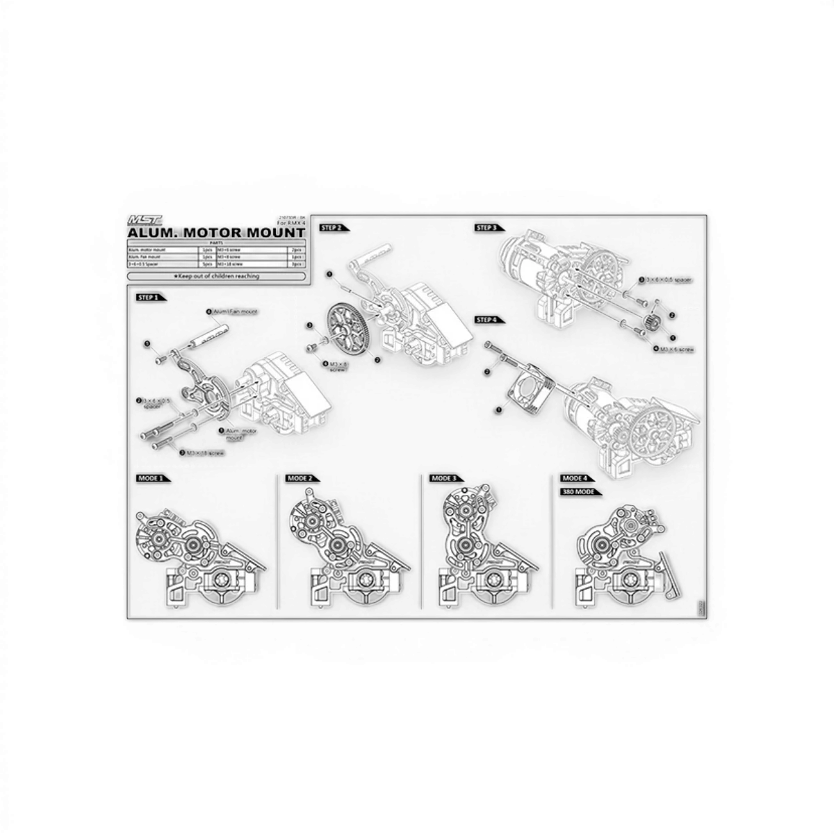 Support moteur en aluminium Max Speed Technology RMX 4, pièce détachée pour moto, visible en détail sur l'image.
