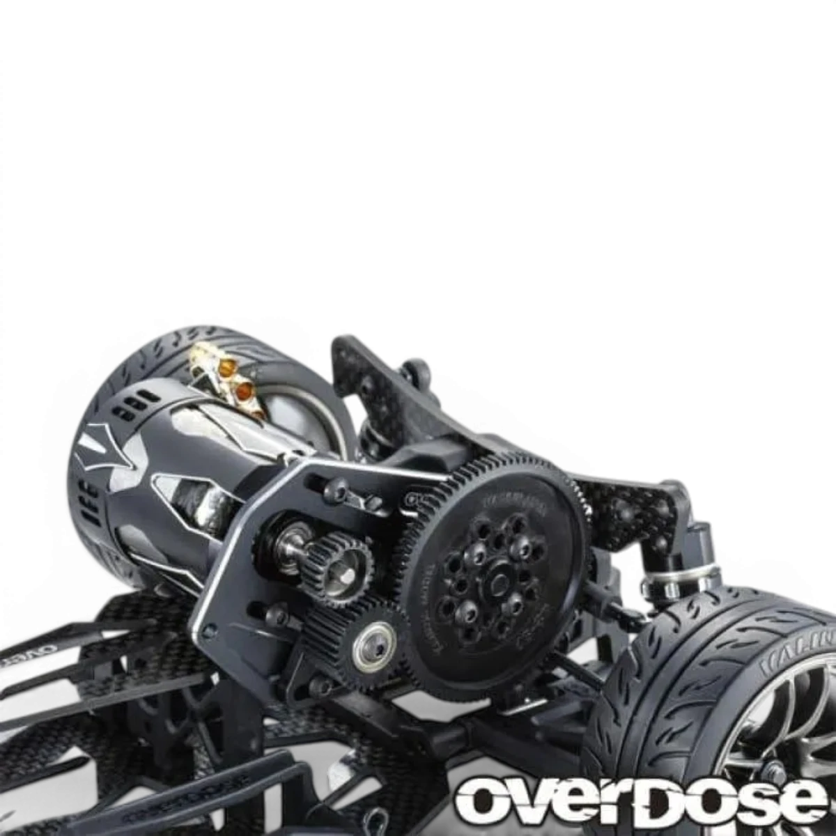 Support moteur haut Overdose pour Galm, pièce détachée robuste et compatible, visible avec fixation et structure en métal.