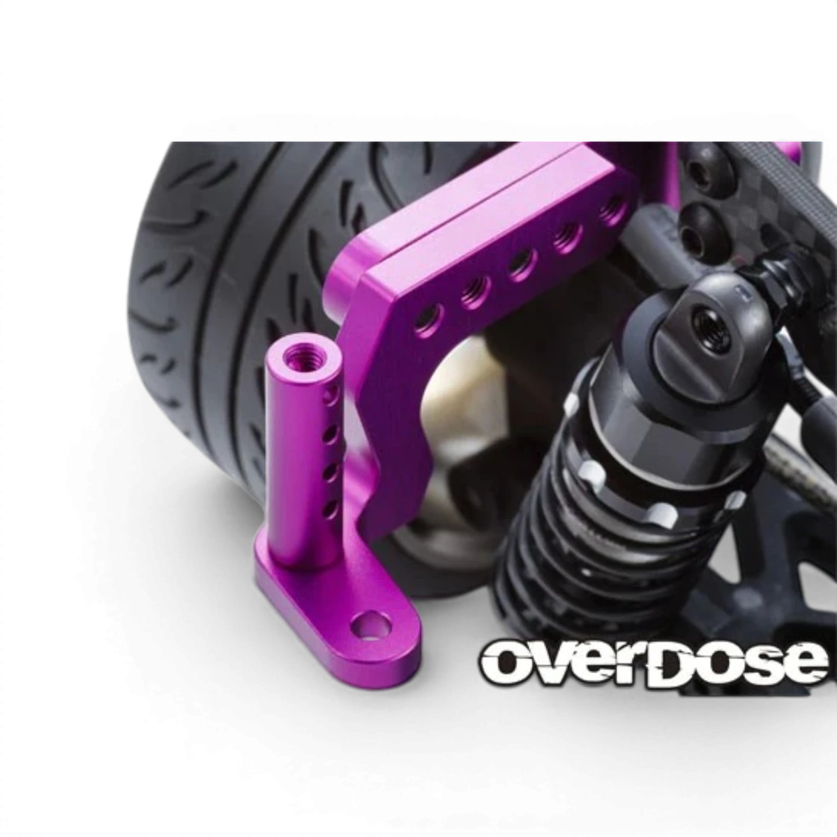 Support de carrosserie arrière en aluminium violet pour GALM, pièce détachée de marque Overdose, design léger et robuste.
