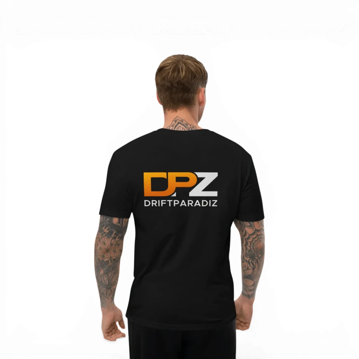 T-shirt DPZ 2024 pour hommes, vêtement d'accessoire de mode avec logo DPZ, en coton blanc, vue de face.