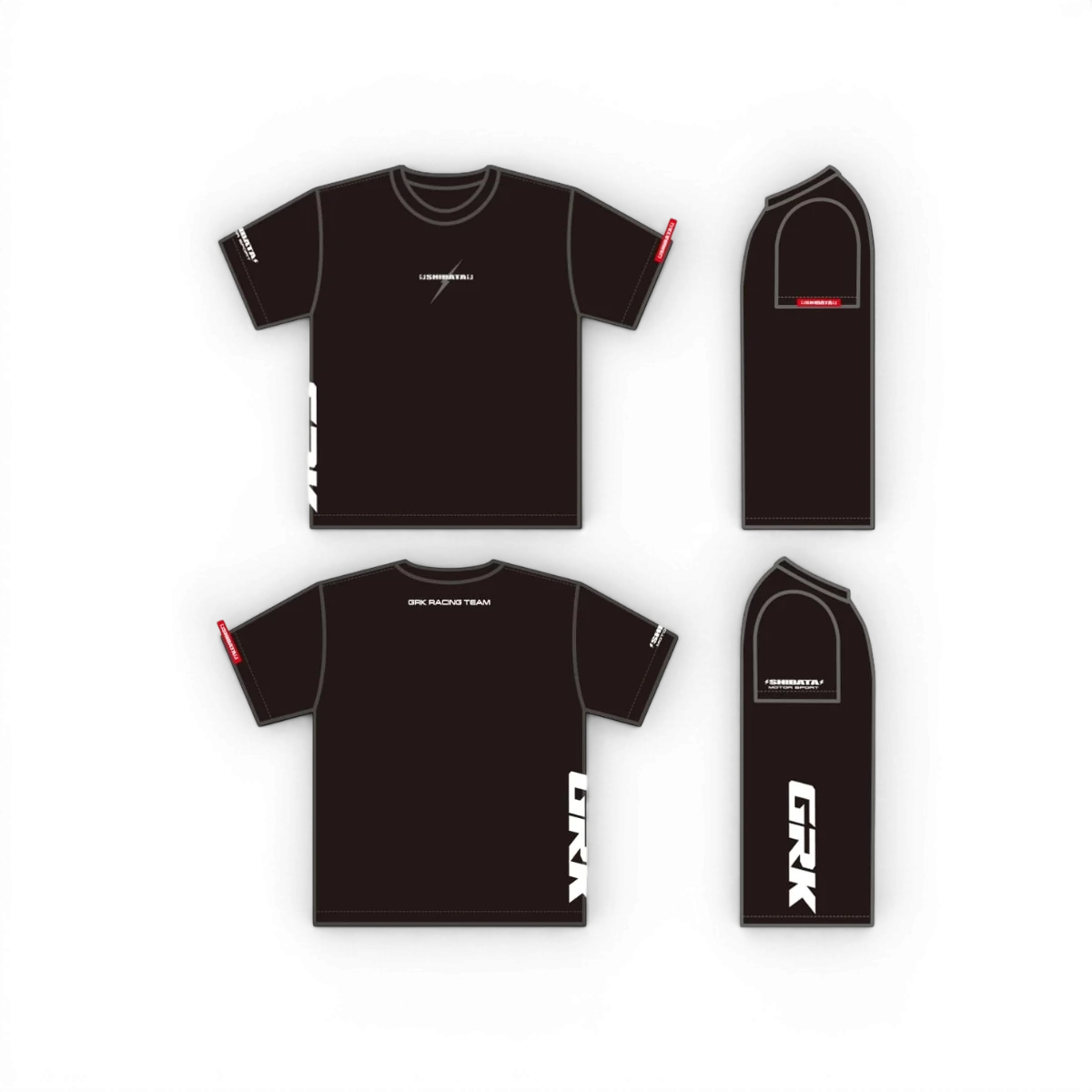 T-shirt Dry SHIBATA Motor Sports GRK, vêtement en tissu technique, logo et design sporty visibles sur l'image.