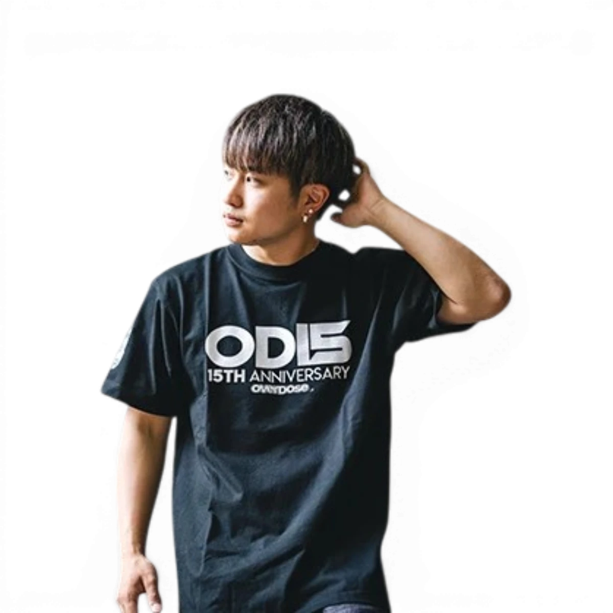 T-shirt Overdose 15th Anniversary avec logo et design spécial, vêtement streetwear en coton pour homme.