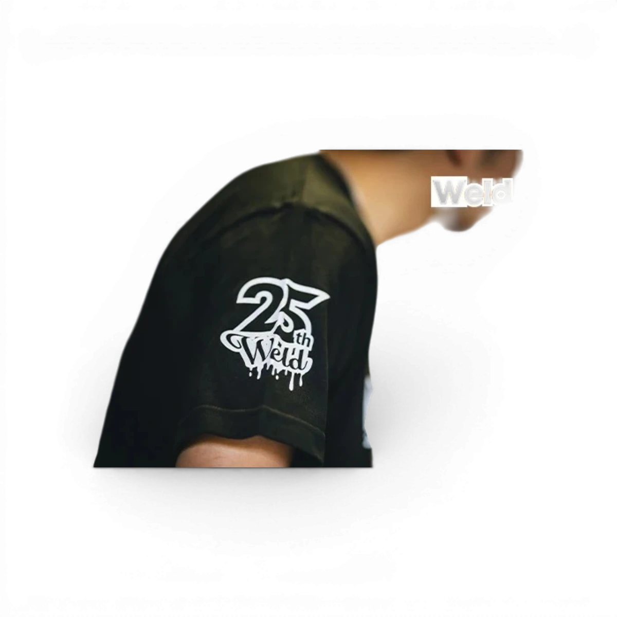 T-shirt Weld 25th Anniversary Overdose, vêtement casual avec logo et design spécial pour célébration, en coton noir.
