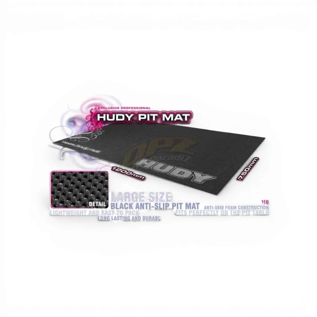 Tapis de stand Hudy 750x1200mm, accessoire pour protéger et stabiliser l'espace de travail, visible en image.