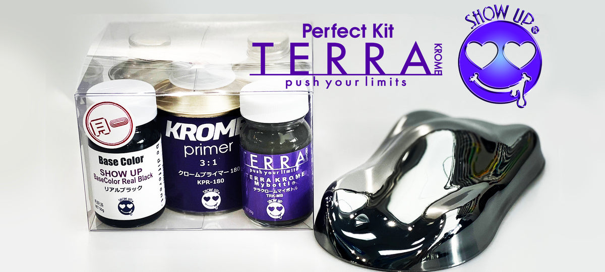 Kit TERRA KROME Perfect de Show UP avec outils et accessoires pour la création de céramique, présenté dans une image claire.