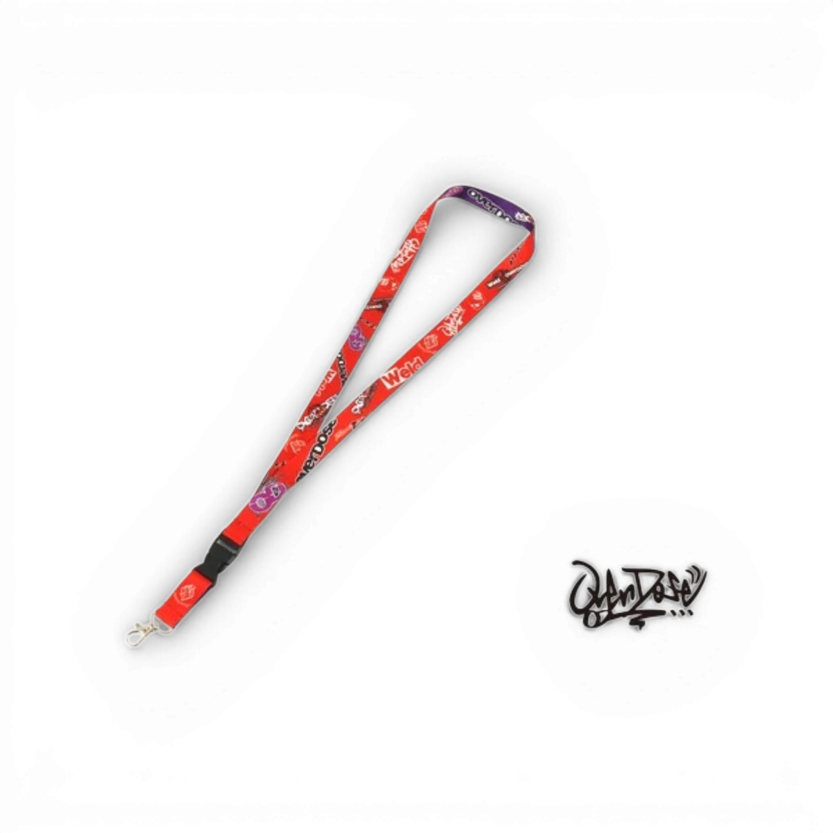 Tour de cou Overdose violet et rouge, accessoire de mode en tissu, avec motifs colorés, par la marque Overdose.