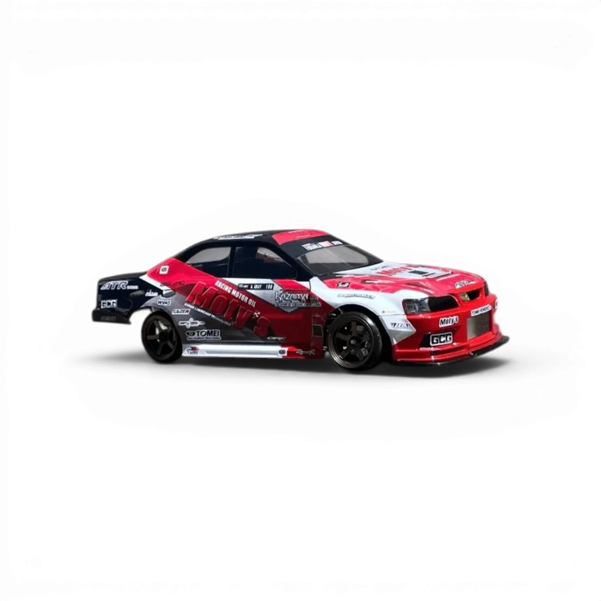 Carrosserie Toyota Chaser JZX100 Kazama Auto, modèle réduit, par Addiction RC Design, vue de face avec détails de la carrosserie.