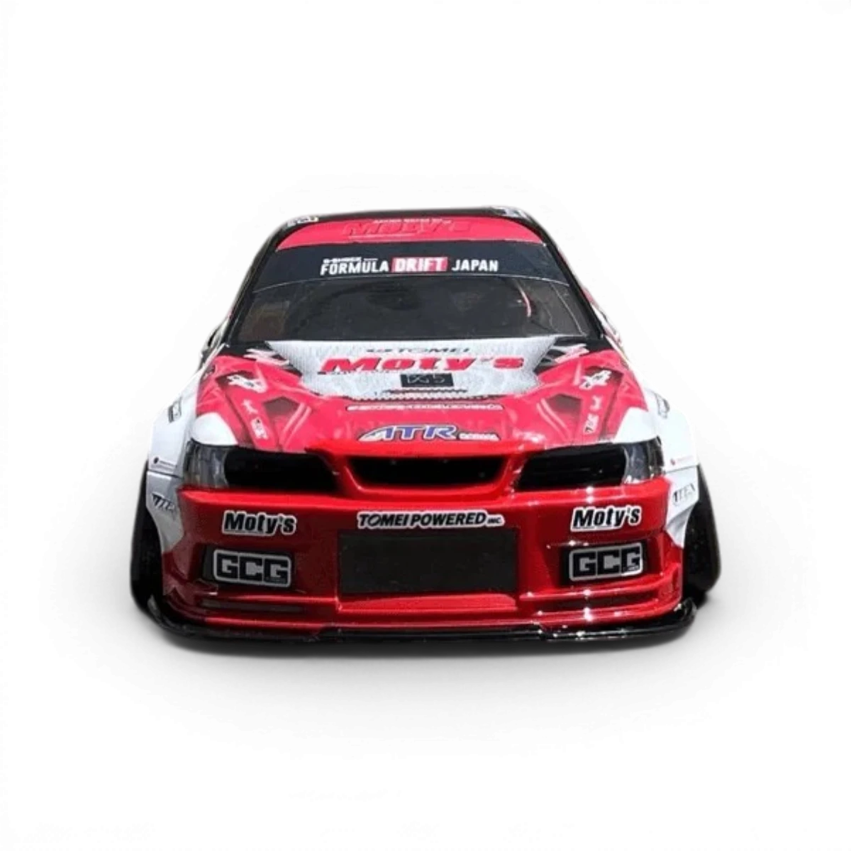 Carrosserie Toyota Chaser JZX100 Kazama pour voiture RC, modèle de la marque Addiction RC Design, vue de face.