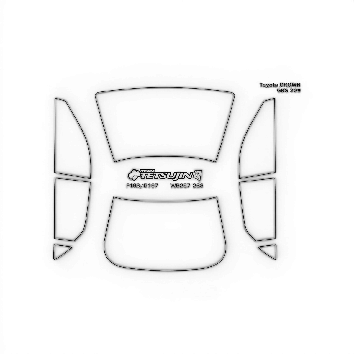 Carrosserie Tetsujin pour Toyota GRS20 Crown, finition détaillée et réaliste, modèle de voiture japonais.