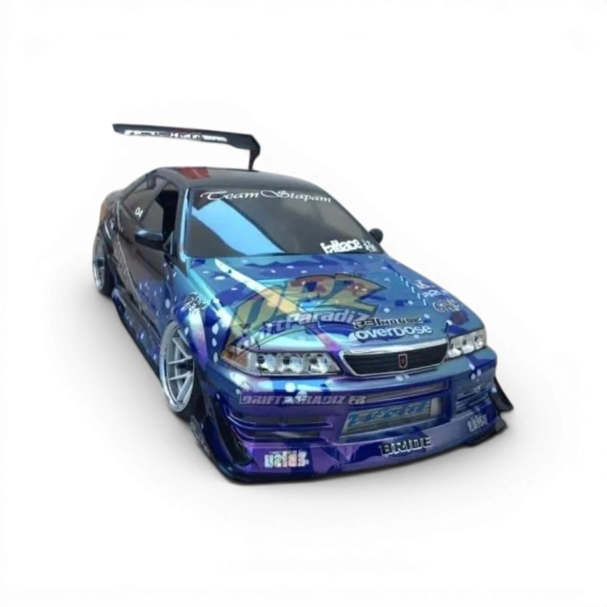 Carrosserie Toyota JZX100 Mark2 de Team Yokomo, vue détaillée de la carrosserie pour modèle de voiture.