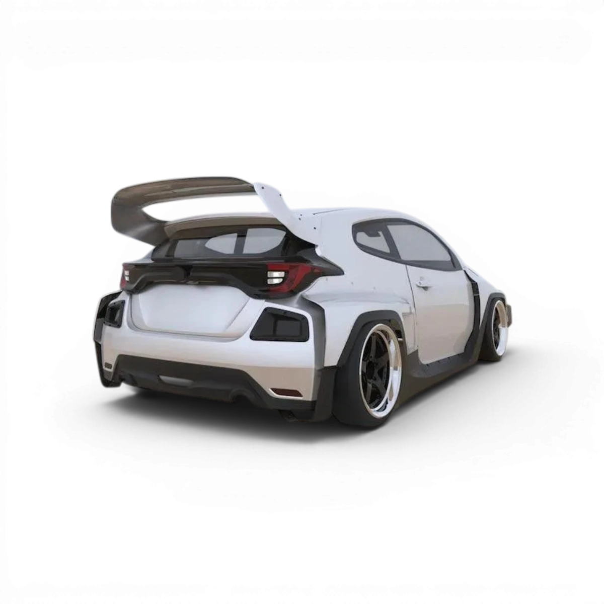 Représentation de la carrosserie Toyota Yaris PANDEM GXPA16 par Addiction RC Design, vue de face avec détails de la peinture.