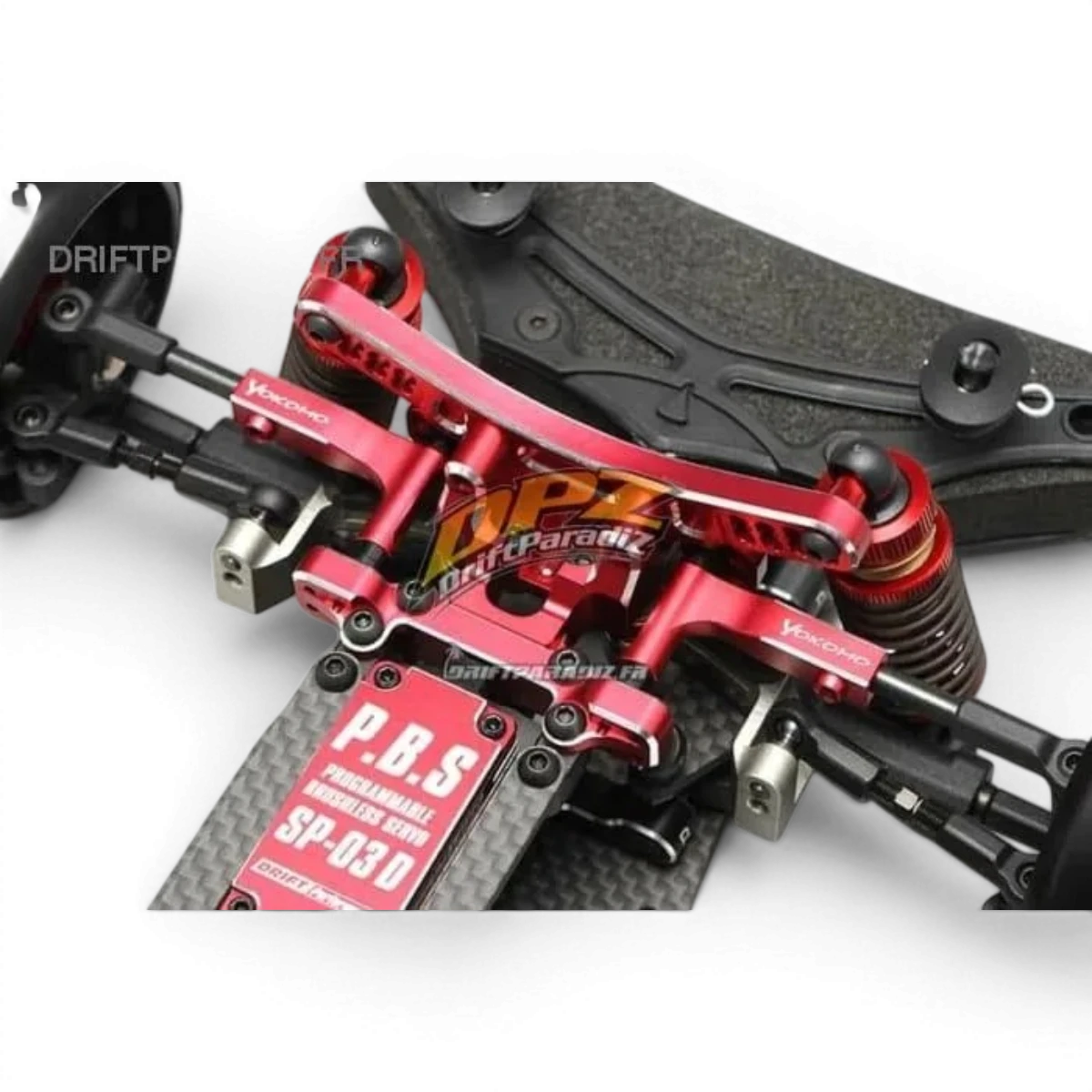 Triangles avant supérieur en aluminium rouge en forme de I pour voitures RC Team Yokomo, pièces détachées robustes.