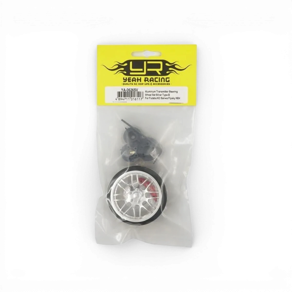 Roues en chrome Type B de Yeah Racing, avec finition brillante, pour voitures RC, visible en gros plan.