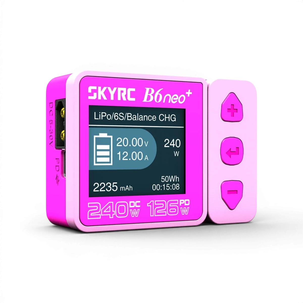 Chargeur USB-C B6+ NEO DC SkyRc, ultra compact, 240W, pour appareils électroniques, connecté avec câble USB-C.