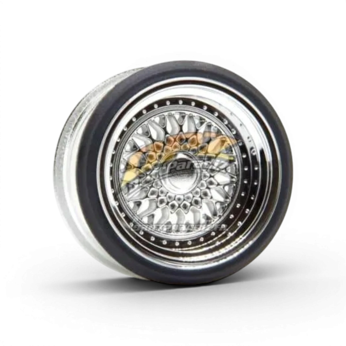 Roues BBS RS V16D en Chrome avec décalage de 10mm, diamètre 6,5mm, marque Scale Dynamics, vue en gros plan.