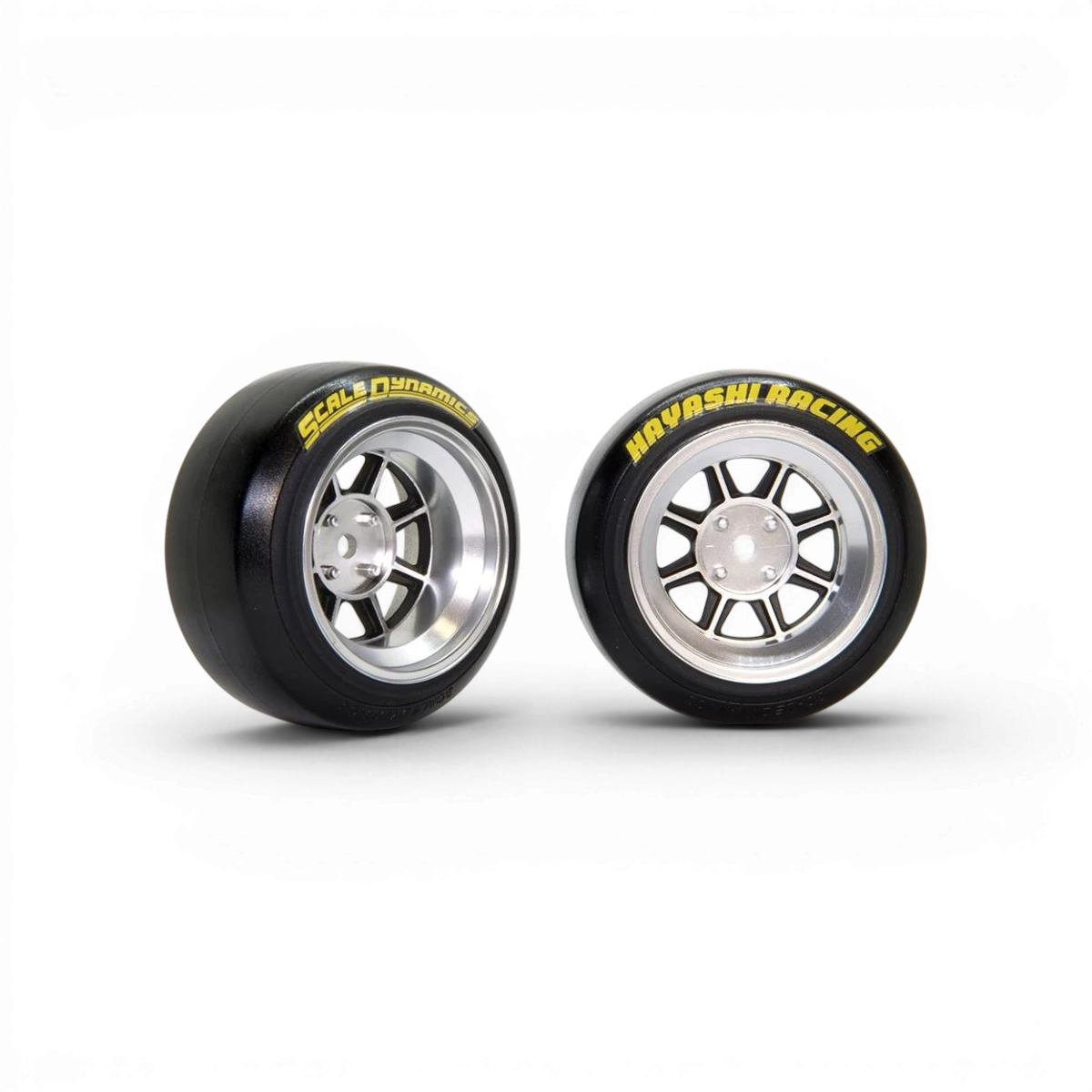 Roues V16D Hayashi Street Gris en aluminium avec décalage de 12 mm, 8,5 mm réel, par Scale Dynamics.