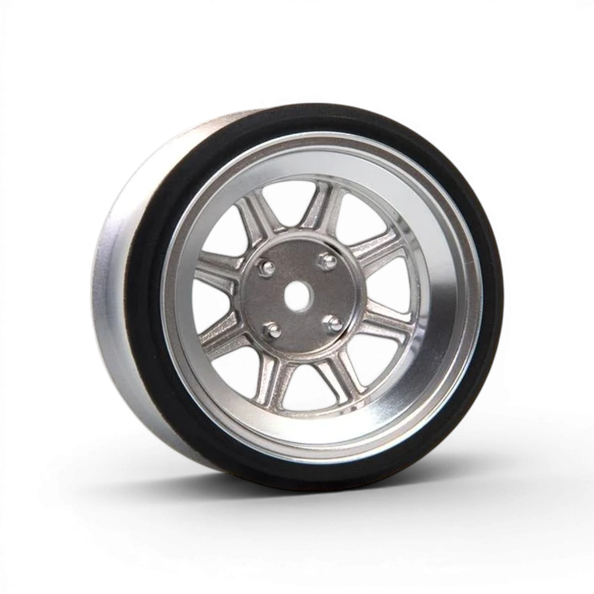 Roues V16D Hayashi Street en aluminium gris avec décalage de 12mm, de marque Scale Dynamics, vue de face.