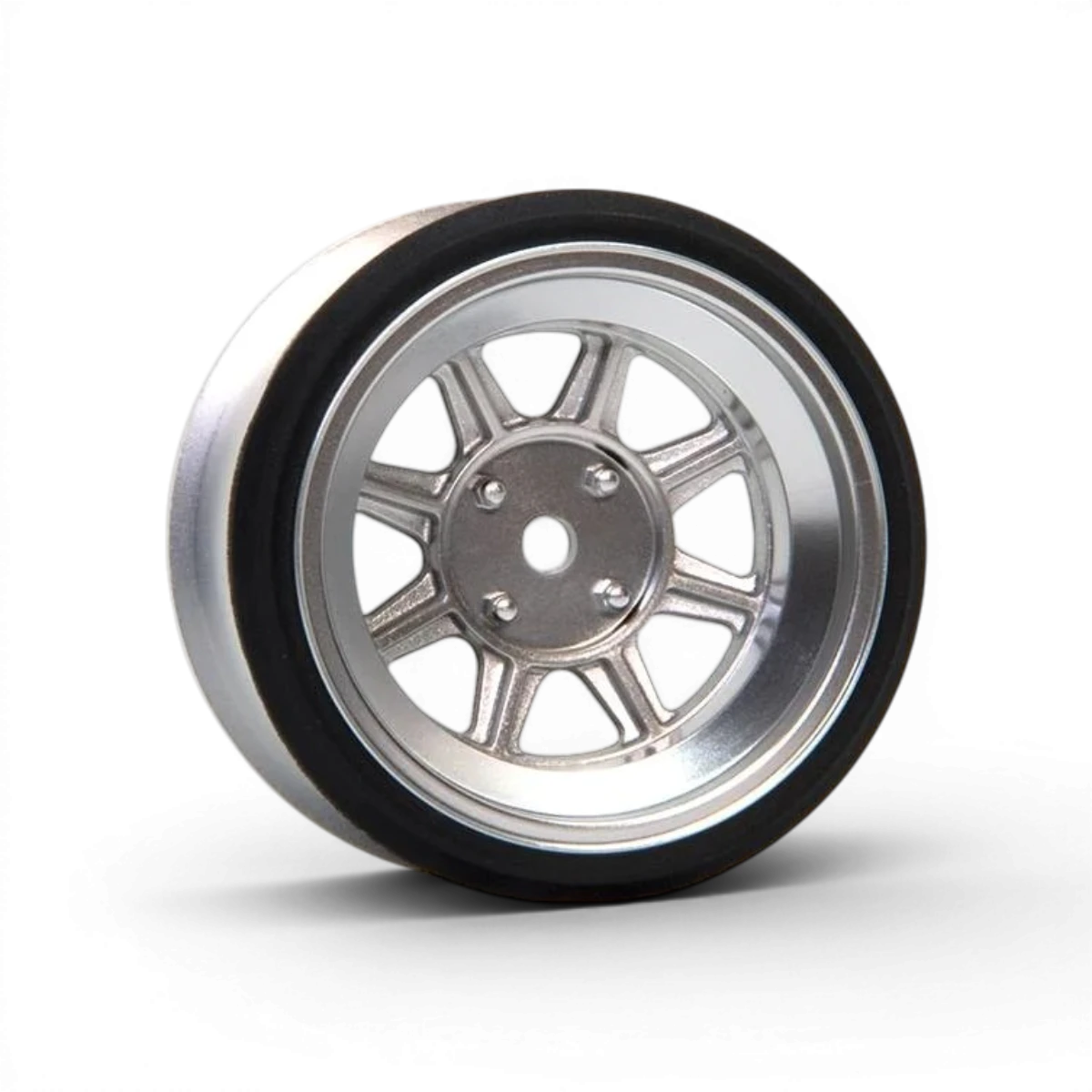 Roues en aluminium gris V16D Hayashi Street de Scale Dynamics avec décalage de 9 mm, modèle sportif pour voiture.