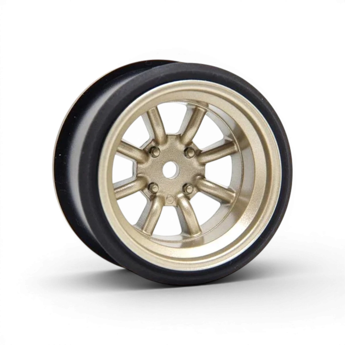 Roue V16D RS Watanabe de Scale Dynamics, or +9mm offset, 5,5mm réel, finition or pour voiture de sport ou drift.