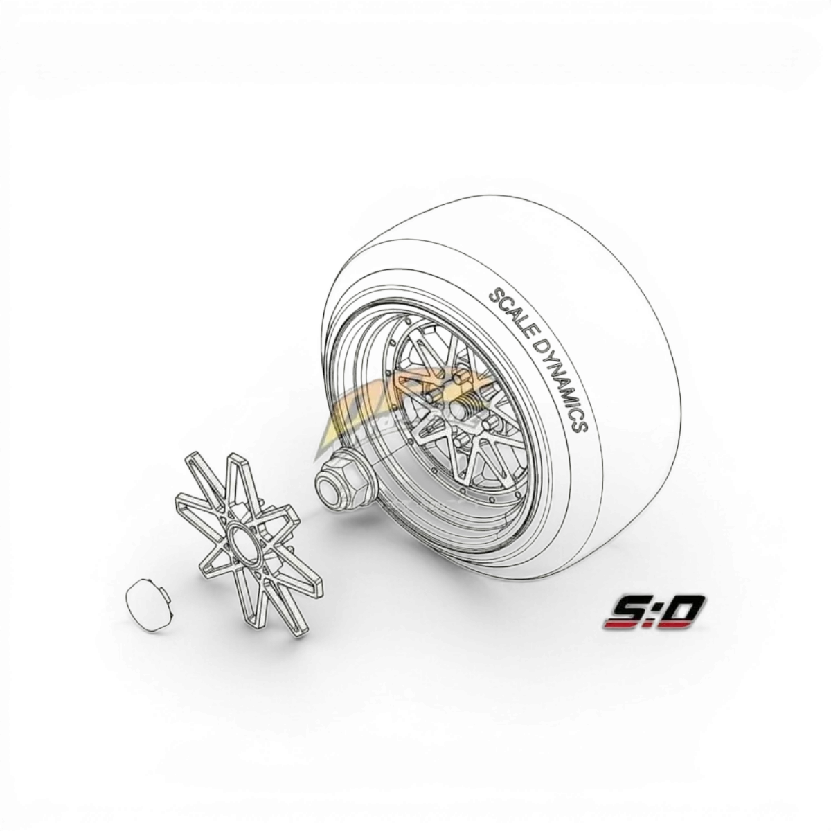 Roues V16D Work Equip 03 bronze avec décalage de 12mm, diamètre réel de 9,5mm, par Scale Dynamics.