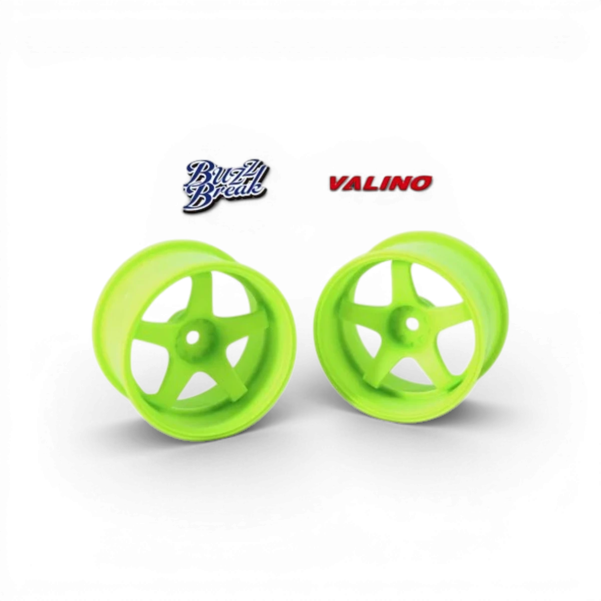 Roues BuzzBreak Valino GV117D R-SPEC 30mm citron vert avec détails Off+9, vue en gros plan sur la jante.