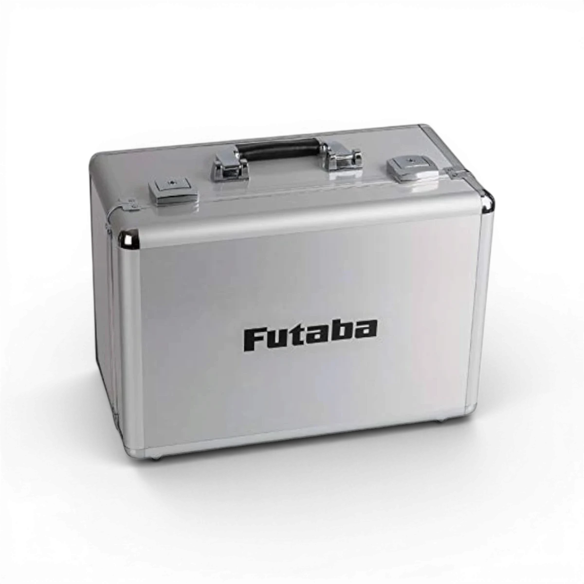 Valise en aluminium argenté Futaba, accessoire robuste pour le transport sécurisé de matériel.