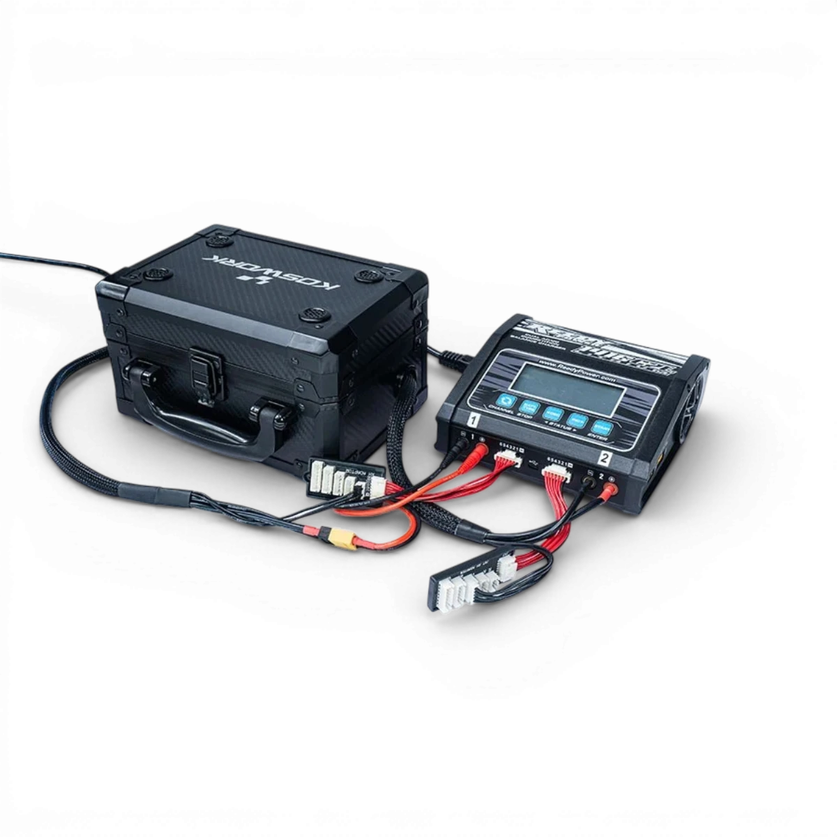 Valise de transport pour Lipo et chargeur Koswork, dimensions 210x150x125mm, boîte de rangement compacte et robuste.