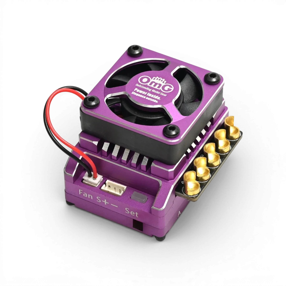 Variateur électronique D-Run 120A violet de la marque OMG, pour contrôle de puissance et vitesse.